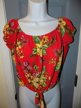 Free Kisses Front Tie Tropical Print Cropped Top Size XL Women&#39;s EUC - £15.50 GBP