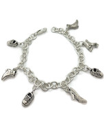Charm Bracelet With 7 Shoes Charms Handmade .925 Sterling Silver!! - £158.02 GBP