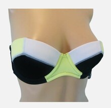 Victoria’s Secret Swim Bandeau Pushup Bra Top Bikini Green Black Colorblock 34A - £10.13 GBP