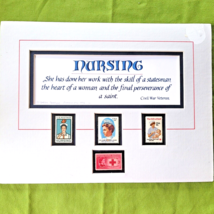 Larry Gabler Postscripts 1995 US Nurses Stamps W/Calligraphy Matted - £15.56 GBP