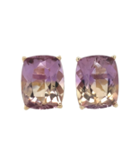 14k Yellow Gold Genuine Natural Ametrine Cushion Cut Stud Earrings (#J7291) - $14,151.21 MXN