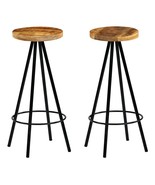 vidaXL Industrial Bar Stools Set of 2 Natural Wood Black Metal Frame Adj... - $3,138.06 MXN