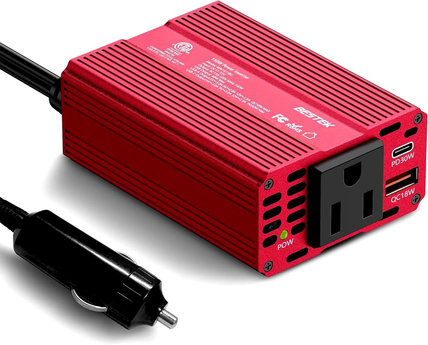 Bestek [Pd 30W&amp;Qc 3.0 18W Usb Charger] 150W Car Power Inverter, Dc 12V T... - $39.94