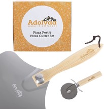 Pizza Peel and Pizza Cutter Set - Oven Spatula for Turning &amp; Precision Cutting - £22.08 GBP