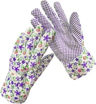 6 PAIR, Cotton Jersey Medium Gardening Glove Floral Dots On Palm Violet ... - £10.50 GBP