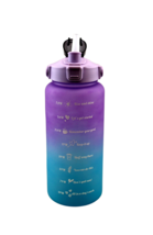 2L BPA-Free Plastic Water Bottle with Straw and 8 Time Markers Daily Hyd... - £10.79 GBP