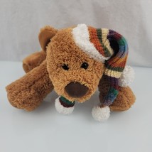 Friendzies 2004 Stuffed Plush Brown Tan Teddy Bear Stripe Scarf Hat Bean... - £54.52 GBP
