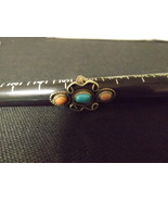 Women’s Turquoise Coral Trio Sterling Silver Ring Size 5-1/2 - $45.00