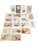 Lot 20 Antique Early 1900s BEST WISHES Greeting Card Postcards Floral Em... - $549.49 MXN