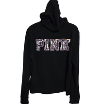 Victoria’s Secret Pink Large Black Floral Print Logo Pullover Hoodie Poc... - £23.48 GBP