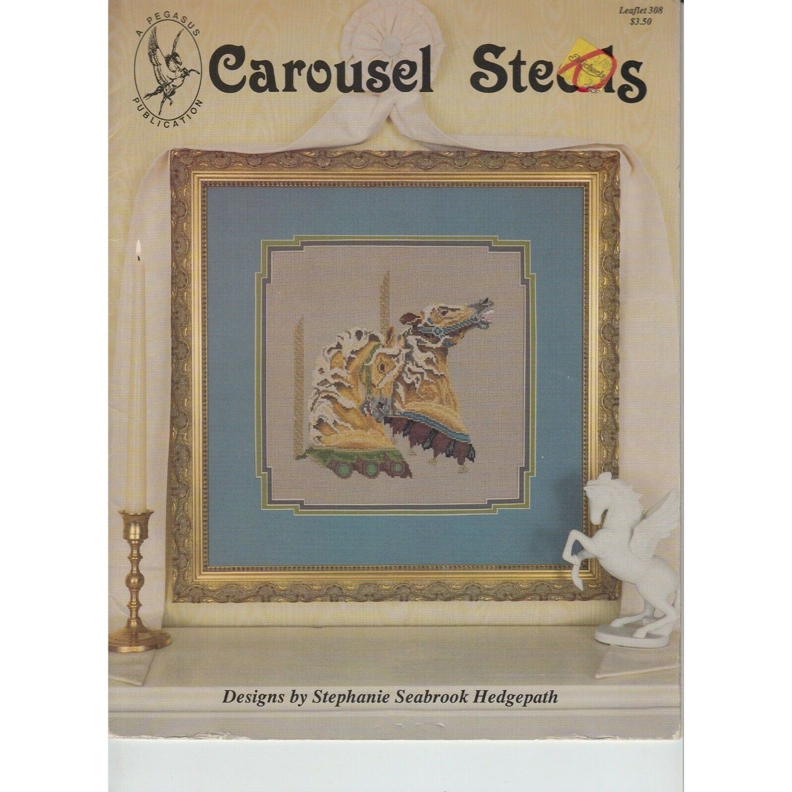 Pegasus Carousel Steeds Cross Stitch Pattern Stephanie Seabrook Hedgepath Horse - $8.09