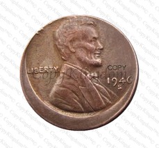 1946 S Lincoln Wheat Cent Penny Rare Off Center Error COPY Coin - £11.21 GBP