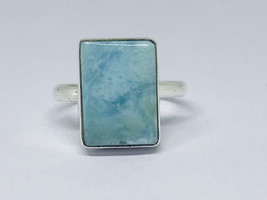 Natural blue larimar ring for women in 925 sterling solid silver - £47.95 GBP