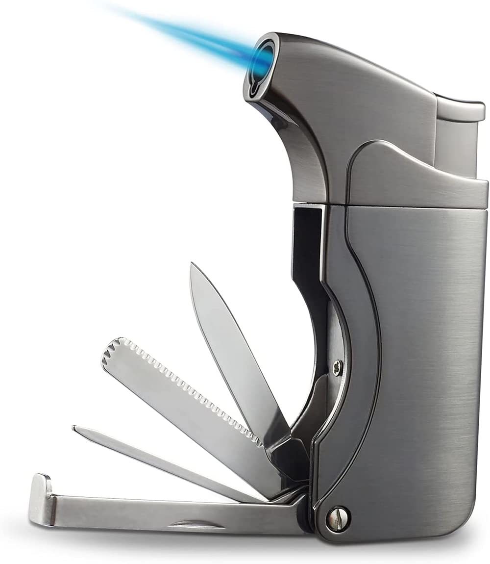 Cigar 4-Toolset Jet Flame Windproof Butane Lighter (Without Fuel) - $19.95