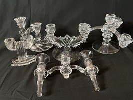 Mixed Lot of Vintage Cambridge Candle Holders Candle Arms &amp; 2 Epergnes Inserts - £55.93 GBP