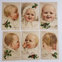 antique ERNEST NISTER set 6pc BABY happy CHRISTMAS POSTCARDS full series - £69.62 GBP