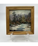 Vtg Small Russian Tree Lake Oil Landscape Framed Artist Signed Back Pesl... - $45.00