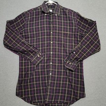 Peter Millar Mens Shirt Size Medium Button Up Purple Plaid Long Sleeve C... - $21.87