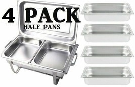 HALF INSERTS ONLY 4 PACK 2 1/2&quot; Deep Stainless Steel Chafing Dish Chafer... - $78.99