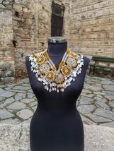 Colorful hanmdade necklace, neckline patch shell and coins decorated, be... - $35.00