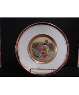 The Art of Chokin 8” Plate-24KT Gold Trim Pagoda and Geisha  - $35.00