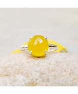 Yellow Chalcedony Cocktail Ring Chalcedony Yellow Gemstone Sterling silv... - £21.05 GBP