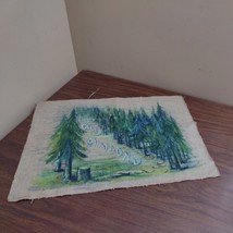 Hand Painted Place Mat Tapestry ? Painting CAMP DIAMOND POND COLEBROOK NH - $45.47