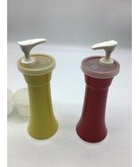 VTG 1970s Tupperware Pump Dispenser Set  Red Yellow Ketchup Mustard PICN... - £10.92 GBP