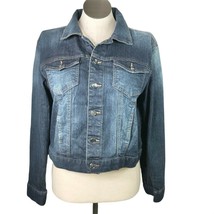 Faded Glory Denim Jean Jacket XL Medium Wash Long Sleeved Button Front S... - £31.13 GBP