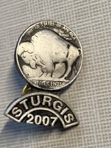 2007 STURGIS BIKE WEEK RALLY BUFFALO NICKLE FOR YOUR HARLEY VEST PIN - $6.71