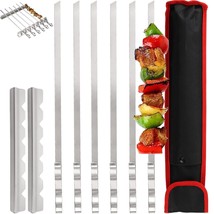 9 Pcs Stainless Steel Barbecue Skewers, 17&quot; Kabob Skewers For Grilling,Reusable  - £27.25 GBP