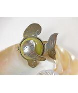 Pre-Eagle Mexican Sterling Silver Fish Brooch Green Agate Belly - $33.25
