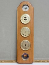 WOOD BRASS WALL WEATHER STATION BARO HYGRO THERMO FRANCE Fly Fishing Mod... - $59.95