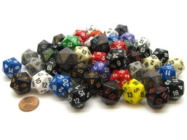 Chessex Manufacturing Opaque: D20 Poly Assorted Bag of Dice (50) - £21.99 GBP