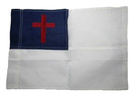 AES 12x18 Embroidered Christian Christ Cross 210D Nylon Sleeved Garden Flag 12&quot;x - £15.09 GBP