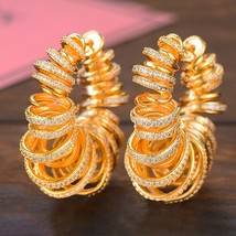 Luxury Bamboo Knot Cubic Zircon Statement Big Hoop Earrings For Women Wedding DU - £44.50 GBP