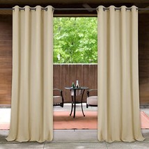 Outdoor Beige Curtains Waterproof - Thermal Insulated Blackout Patio Outdoor Cur - £31.41 GBP