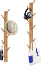 2-Pack Wood-Wall-Mounted-Coat-Hooks, Bamboo Vertical Coats Rack Holder, ... - £29.70 GBP