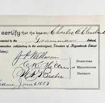 1970 Maine Charles Cleveland Teaching Certificate 1889 Print Vintage Eph... - €17,25 EUR