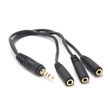 NEW 1-Male 3.5mm TRRS 4-Pole to 3-Female Stereo/Mic Audio Splitter CABLE adapter - £5.90 GBP