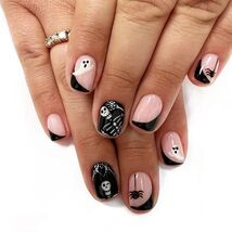 24Pcs French Tip Press On Nails Short Square Ghost Spider Halloween Design - €2,53 EUR 24Pcs French Tip Press On Nails Short Square Ghost Spider Halloween Design - €2,53 EUR