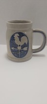 Vintage Rooster on weather vain Ceramic Mug Blue Gray Stein Tankard - $11.65