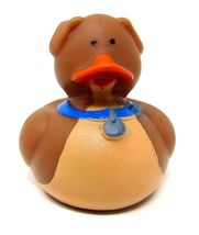 Dog Rubber Duck 2 inch  Brown Blue Collar Pet Jeep Gift Cruise Toy US Se... - $8.92