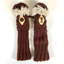 Set of 2 Vintage Pom Pom Wood Head Cover Club Knit Sock Golf Club Brown ... - $14.00