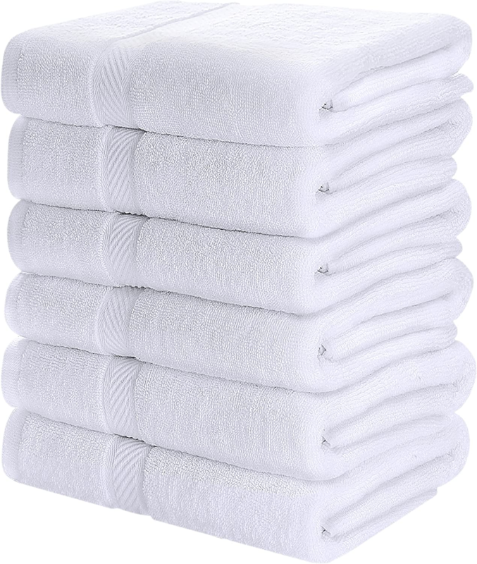 6 Pack Ring Spun Cotton Medium Bath Towel Set, Lightweight and Highly Absorbent