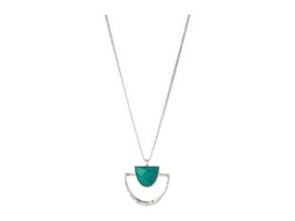 LUCKY BRAND HALF MOON NECKLACE TURQUOISE &amp; SILVER NWT - £18.87 GBP