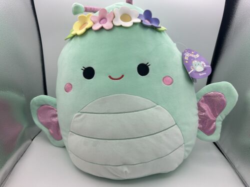 Squishmallows Teal “Reina” Butterfly Flowers 16” Large Plush New w/Tags Jazwares - $34.88