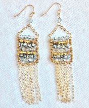 Leslie Danzis Colorblock Austrian Crystal Fringe Chain Chandelier Earrin... - $14.98