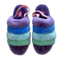 UGG FLUFF YEAH PRIDE SLIDE PURPLE RAINBOW SHEEPSKIN WOMEN&#39;S SLIPPERS SIZ... - £51.09 GBP