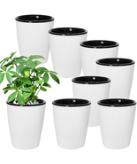 OJYUDD 8 Pack 4 Inch Self Watering Plastic Planter with Inner Pot White ... - £15.27 GBP